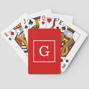 Baralho Monograma inicial com quadro branco vermelho