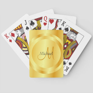 Baralho Monograma Inicial Dourado Personalizado Moderno