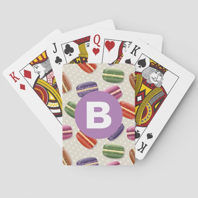 Baralho Monograma Lilac de Padrão de Macarão Cento (Verso)