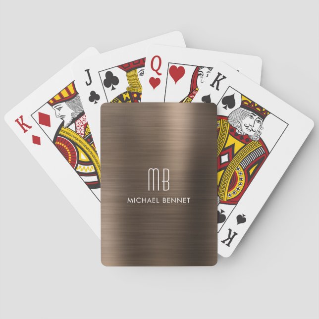 Baralho Monograma Marrom Elegante (Verso)