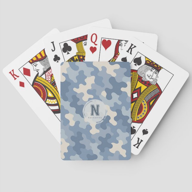 Baralho Monograma Militar Azul Camo (Verso)