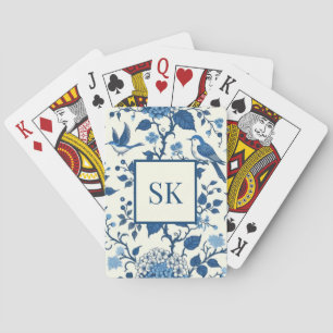 Baralho Monograma Personalizado Chinoiserie Azul e Branco