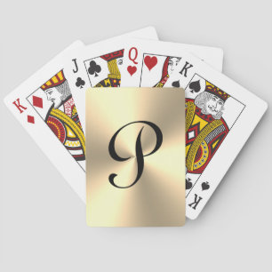 Baralho monograma personalizado de brilho metálico Dourado