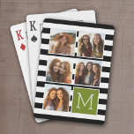 Baralho Monograma Personalizado de Colagem de Fotografias<br><div class="desc">O plano de fundo inclui um padrão de distribuição opcional - Use cinco fotos quadradas para criar um presente exclusivo e pessoal. Ou você pode ficar com o filhote hipster e fazer uma moda. Se precisar ajustar as fotos,  clique na ferramenta personalizar para fazer alterações.</div>