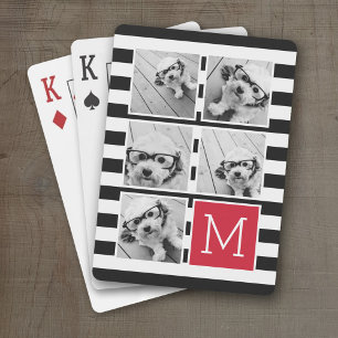 Baralho Monograma Personalizado de Colagem de Fotos em Pre