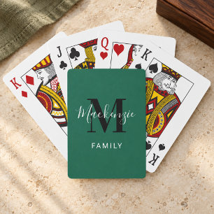 Baralho Monograma Personalizado de Família Verde Moderno