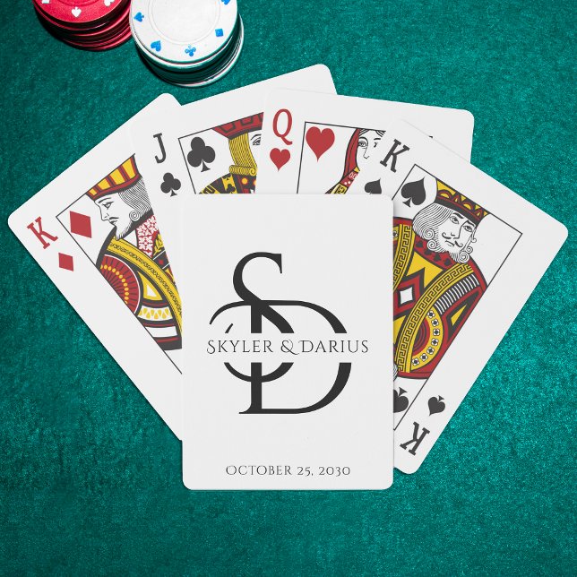 Baralho Monograma Simples De Casamento Personalizado Com N (Criador carregado)