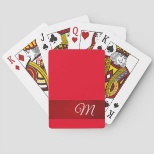Baralho Monograma Vermelho Simples Elegante Minimalista Ca