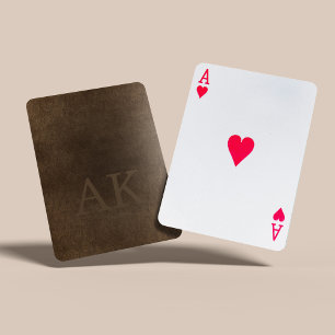 Baralho Monograma vintage elegante aspecto de couro castan