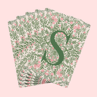 Baralho Monogrammed Green & Pink Floral Pattern Card Deck 