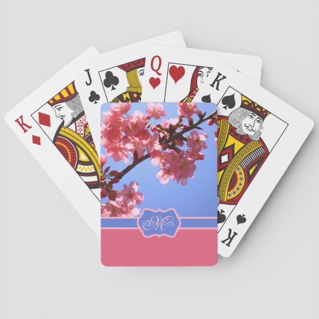 Baralho Monogrammed Yokohama Sakura Pink Cherry Blossoms (Verso)