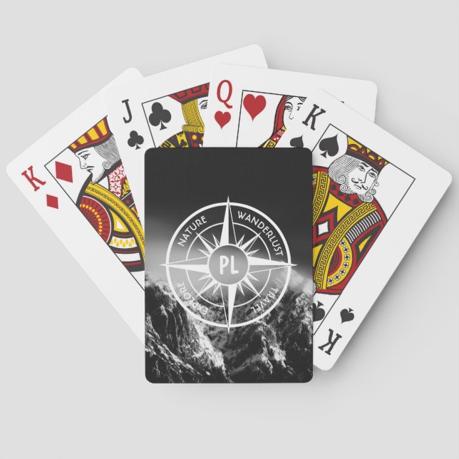 Baralho Montes dramáticos do emblema da estrela da Compass (Verso)