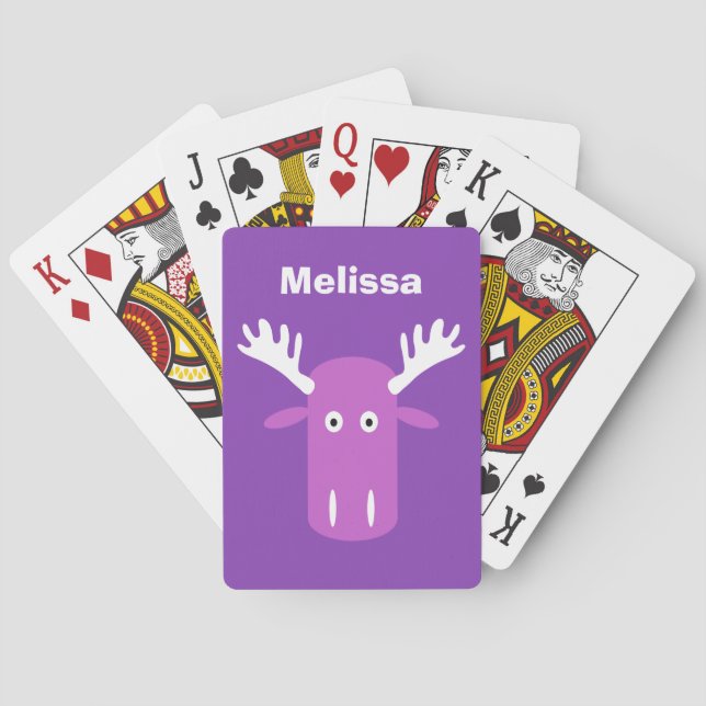 Baralho Moose Head Pop Art: Monogramas personalizados (Verso)
