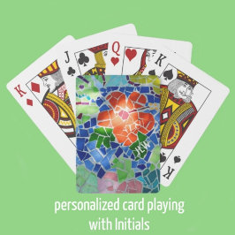 Baralho Mosaico Colorido de Peixes Vermelhos de Flor Verme