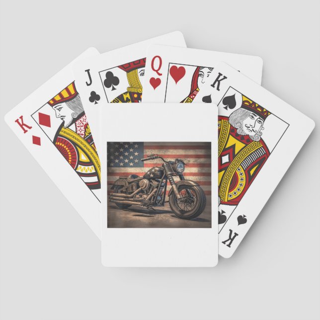 Baralho Motocicleta EUA Bandeira Retro Biker (Verso)