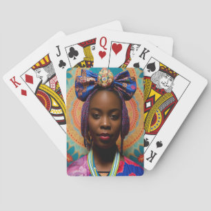 Baralho Mulher africana com grande arco e medalhão