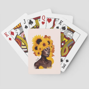 Baralho Mulher afro-americana com afro afro girassol
