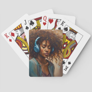 Baralho Mulher afro-americana jogando cartas