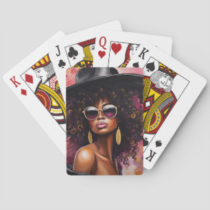 Baralho Mulher afro-americana jogando cartas