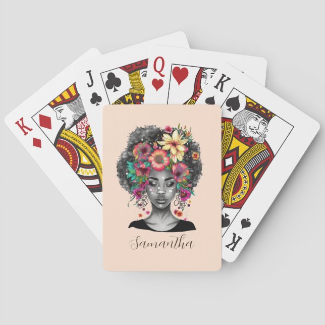 Baralho Mulher Afro Elegante Floral (Verso)