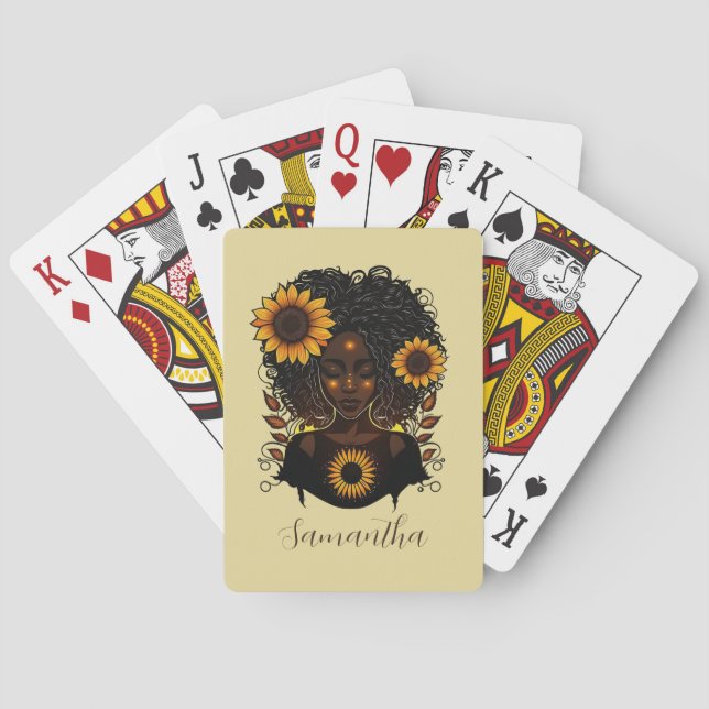 Baralho Mulher Afro Rainha Sunflower (Verso)