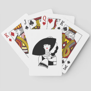 Baralho Mulher Art Déco de Grande Chapéu Luvas RL