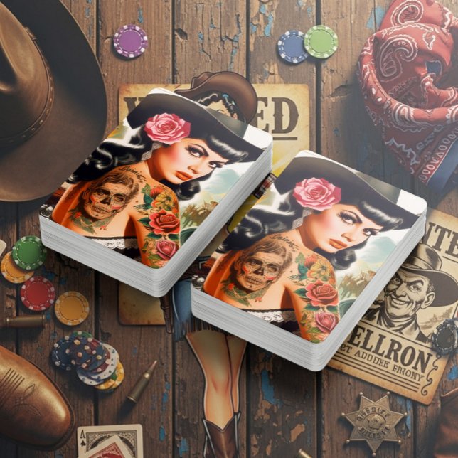 Baralho Mulher Country Tatuada Retro (Criador carregado)