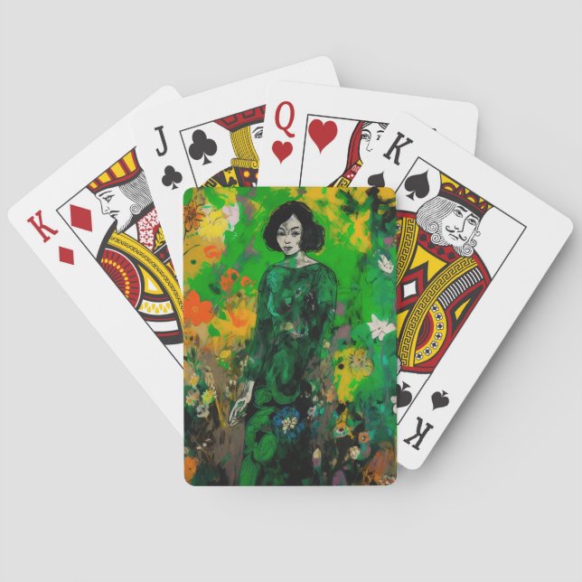 Baralho mulher em campo colorido (Verso)