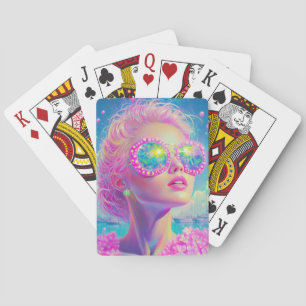 Baralho Mulher Neon Glamorosa com Óculos Espumantes