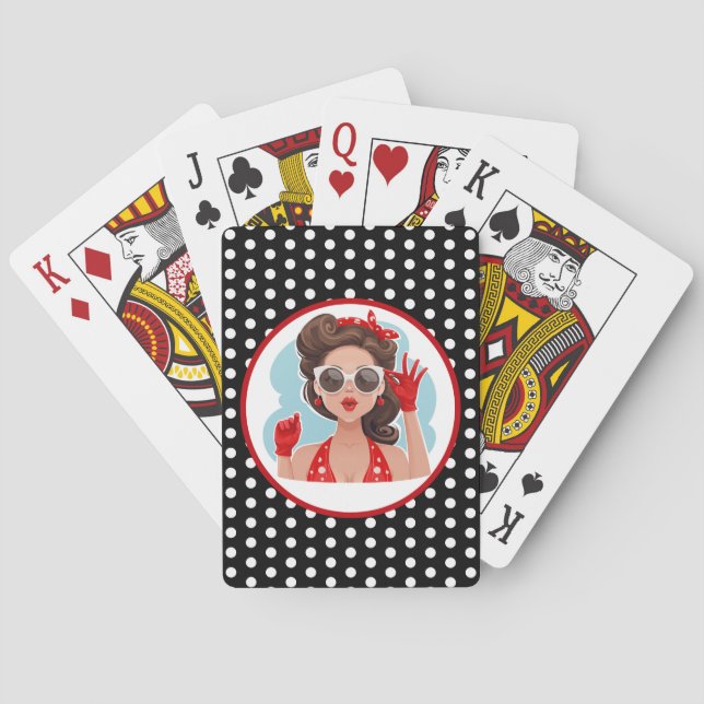 Baralho Mulher Retro Jogando Cartas (Verso)