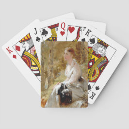 Baralho Mulher sentada em um vestido branco (beleza elegan