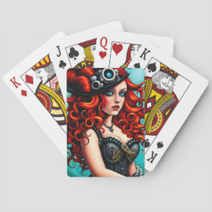 Baralho Mulher Steampunk de Cabelo Vermelho