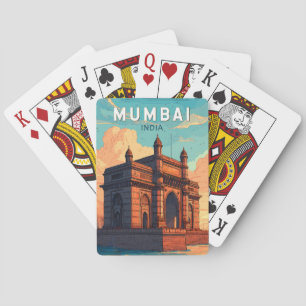 Baralho Mumbai India Illustração Viagem Art Vintage