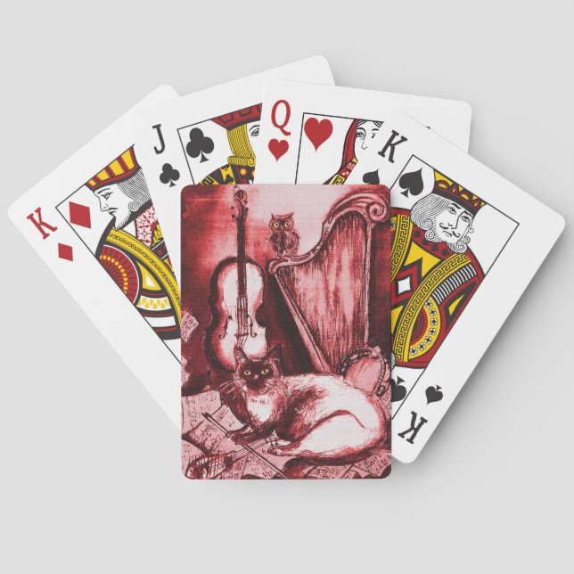 Baralho MUSICAL CAT AND OWL, Red Pink e White Music (Verso)