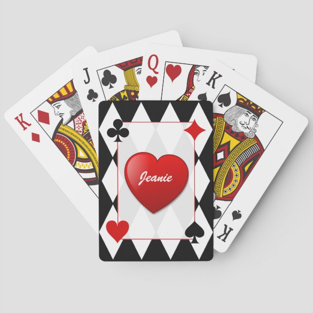 Baralho Na moda Preto, Branco e Cabeçalho da Placa Vermelh (Verso)