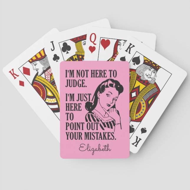 Baralho "Não aqui para julgar" a plataforma de cartão (Verso)