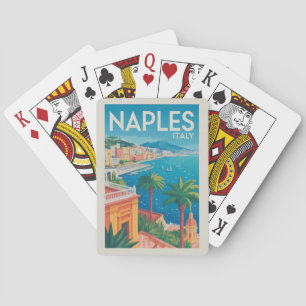 Baralho Nápoles Itália Ilustração Arte de Viagem Vintage