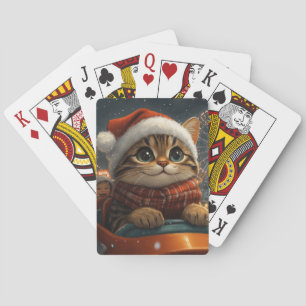Baralho Natal do Gato Bengal na Montanha-Russa