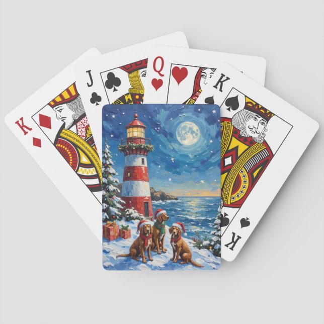 Baralho Natal Farol Vizsla Feriado (Verso)
