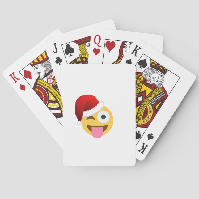 Baralho natal santa claus winking emoji (Verso)
