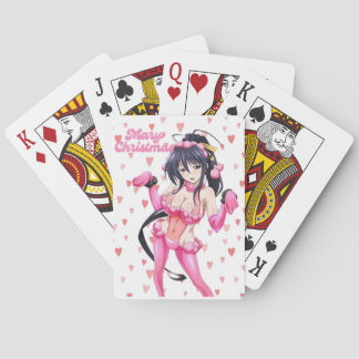 Baralho Natal sexy Santa Casar Natal Coração Rosa Anime Di