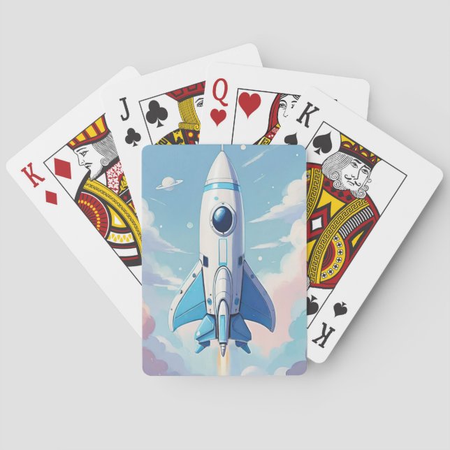 Baralho nave espacial voando no céu (Verso)