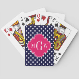 Baralho Navy Wht Bolinhas de Grosa Raspberry Quatrefoil 3 