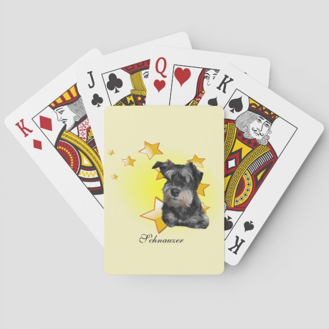 Baralho Negro e Prata Bonitos Schnauzer é uma Estrela (Verso)