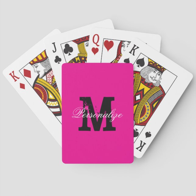 Baralho Neon pink custom monogrammed playing cards (Verso)