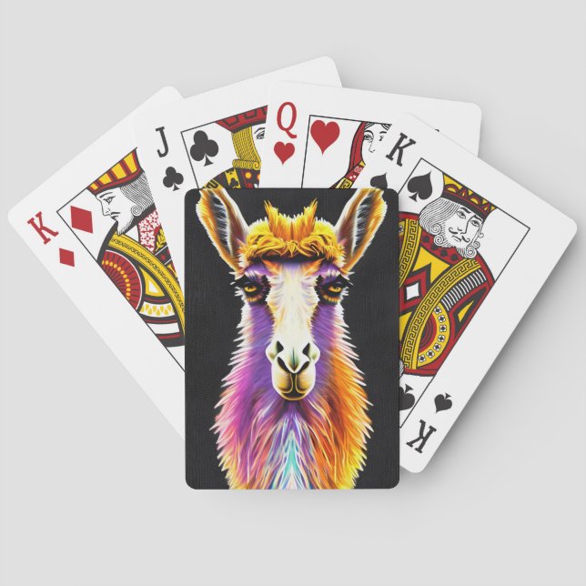 Baralho Neon Purple Orange Funky Llama Psicodélico (Verso)