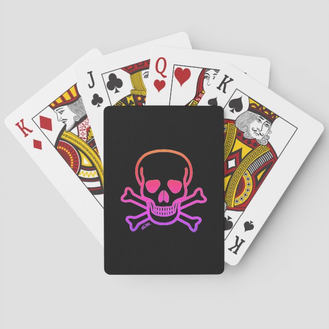 Baralho Neon Skull Black Poker reproduzindo cartões (Verso)