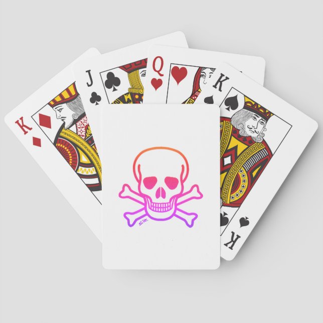 Baralho Neon Skull White Poker cartões de jogar (Verso)