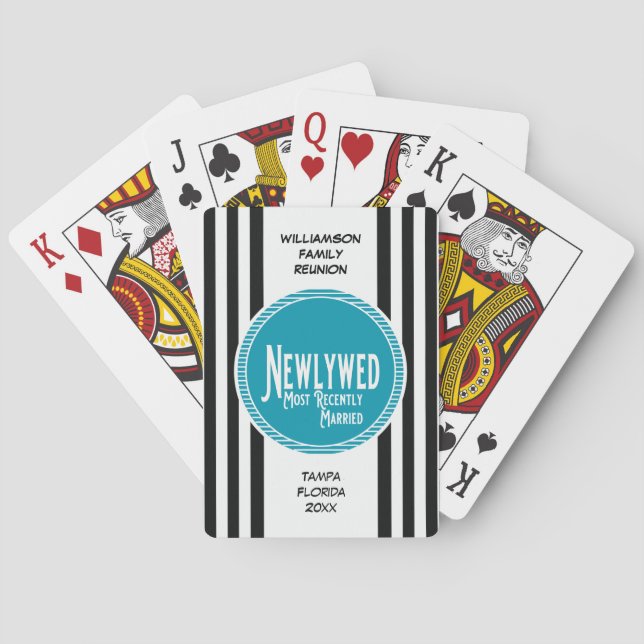 Baralho Newlywed azul do prêmio da reunião de família (Verso)