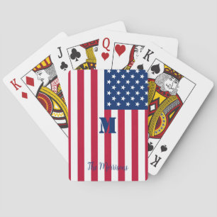Baralho Nome da Família American Flag Monograma